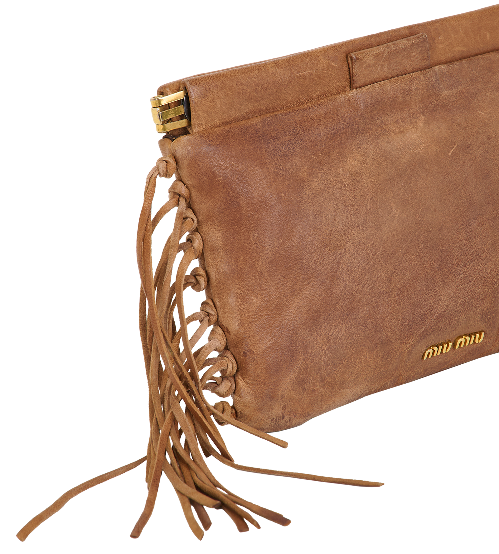 Fringe Clutch, &pound;320, Handbags, Brown, Leather, Other view